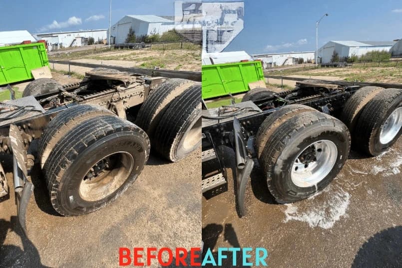 Lakewood Power Washing team cleaning commercial fleet vehicles in Lakewood